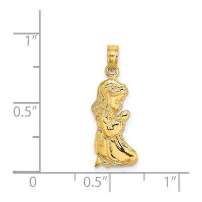 14K Yellow Gold Praying Girl Pendant – view 5