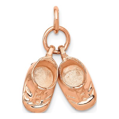 14K Rose Gold 3-D Baby Shoes Pendant