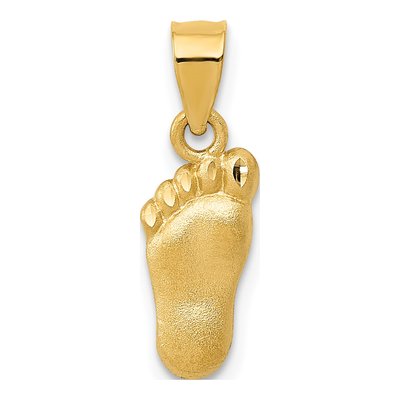 14K Yellow Gold Diamond-Cut Foot Pendant