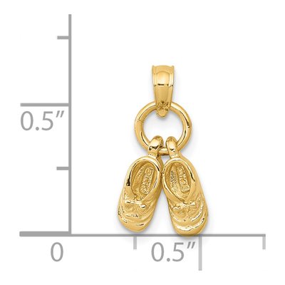 14K Yellow Gold 3-D Baby Shoes Pendant – view 4