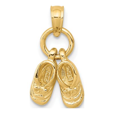 14K Yellow Gold 3-D Baby Shoes Pendant