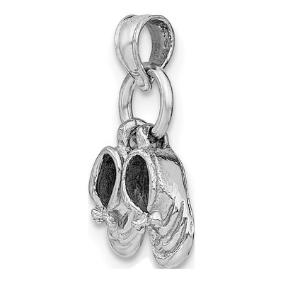 14K White Gold 3-D Baby Shoes Pendant – view 5