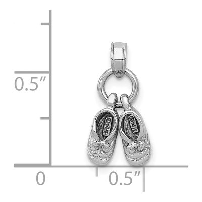 14K White Gold 3-D Baby Shoes Pendant – view 6