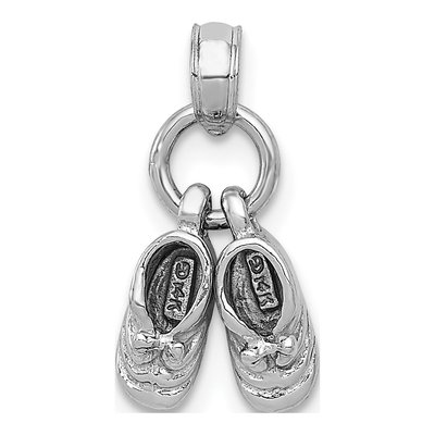 14K White Gold 3-D Baby Shoes Pendant