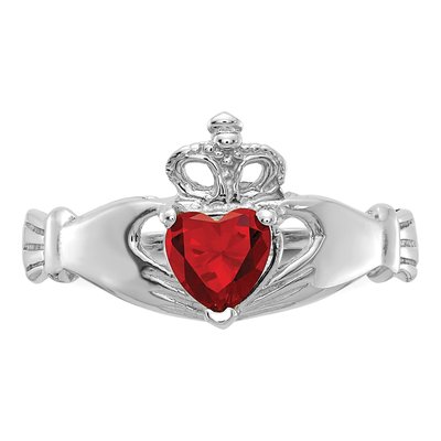 14K White Gold CZ Claddagh Heart Ring – view 5