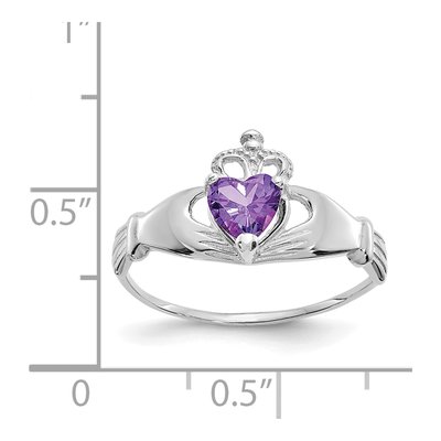 14K White Gold CZ Claddagh Heart Ring – view 3