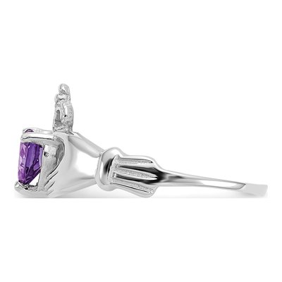 14K White Gold CZ Claddagh Heart Ring – view 4