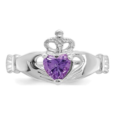 14K White Gold CZ Claddagh Heart Ring – view 5