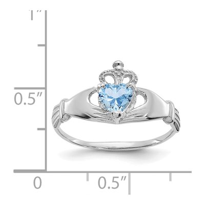 14K White Gold CZ Claddagh Heart Ring – view 3