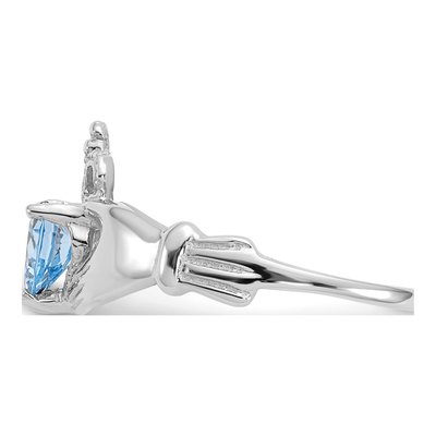 14K White Gold CZ Claddagh Heart Ring – view 4