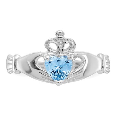 14K White Gold CZ Claddagh Heart Ring – view 5