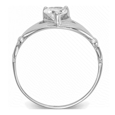 14K White Gold CZ Claddagh Heart Birthstone Ring – view 2