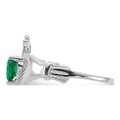 14K White Gold CZ Claddagh Heart Ring – view 4