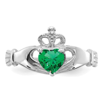 14K White Gold CZ Claddagh Heart Ring – view 5