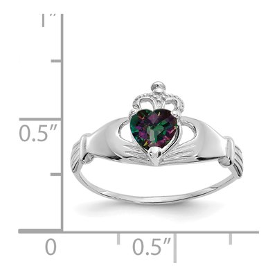 14K White Gold CZ Claddagh Heart Birthstone Ring – view 3