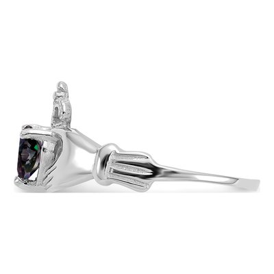 14K White Gold CZ Claddagh Heart Birthstone Ring – view 4