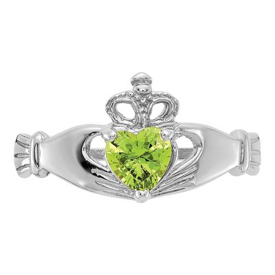14K White Gold CZ Claddagh Heart Ring – view 5