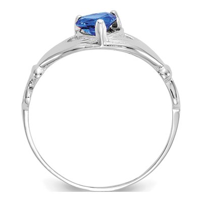 14K White Gold CZ September Birthstone Claddagh Heart Ring – view 2