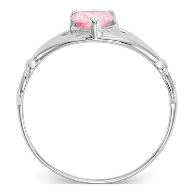 14K White Gold CZ Claddagh Heart Birthstone Ring – view 2