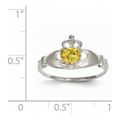 14K White Gold CZ Claddagh Heart Ring – view 3