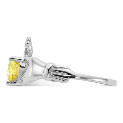 14K White Gold CZ Claddagh Heart Ring – view 4