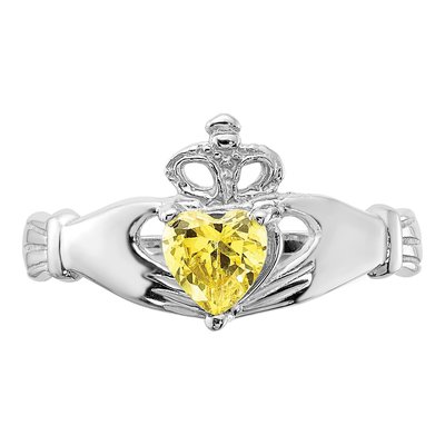 14K White Gold CZ Claddagh Heart Ring – view 5