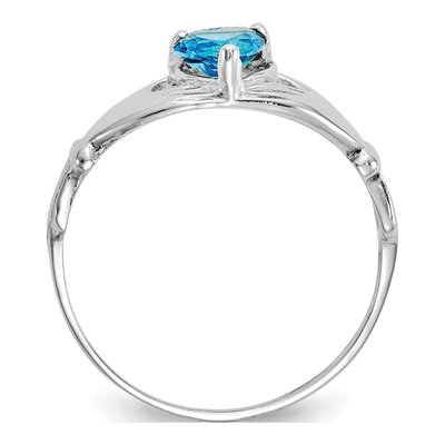 14K White Gold CZ Claddagh Heart Birthstone Ring – view 2