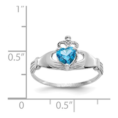 14K White Gold CZ Claddagh Heart Birthstone Ring – view 3