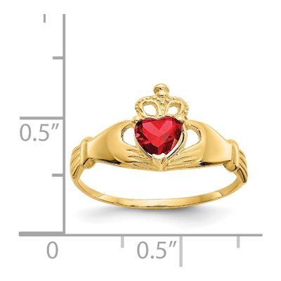 14K Yellow Gold CZ Claddagh Heart Birthstone Ring – view 3