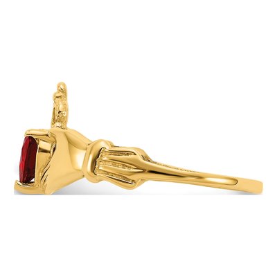 14K Yellow Gold CZ Claddagh Heart Birthstone Ring – view 4