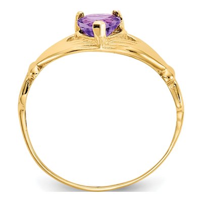 14K Yellow Gold CZ Claddagh Heart Ring – view 2