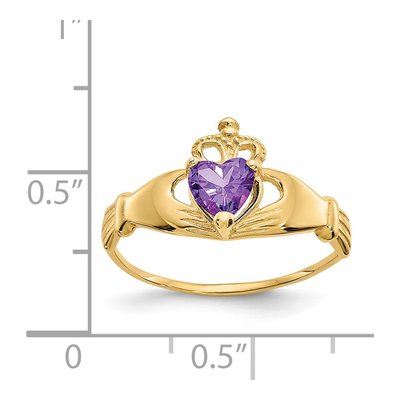 14K Yellow Gold CZ Claddagh Heart Ring – view 3