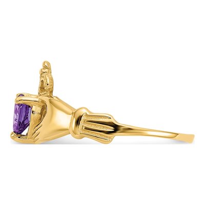 14K Yellow Gold CZ Claddagh Heart Ring – view 4