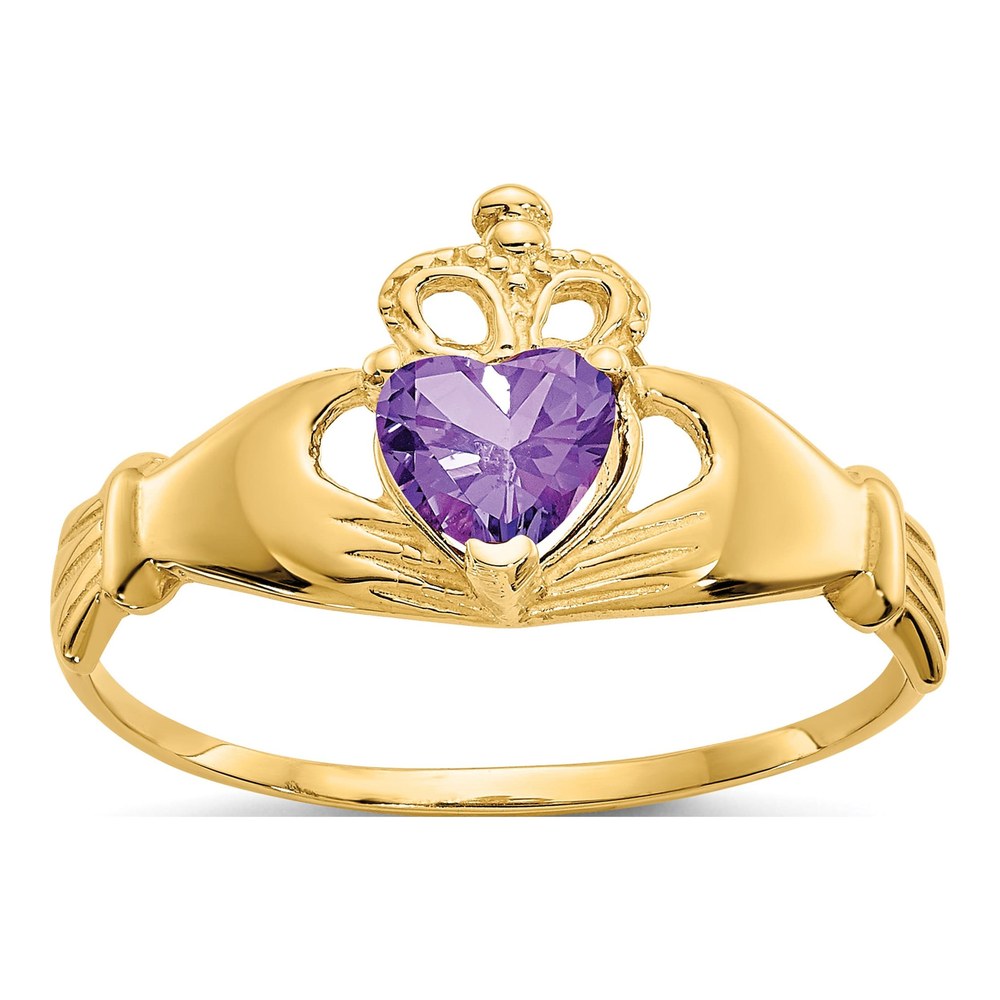 14K Yellow Gold Claddagh Heart Ring