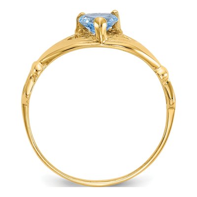 14K Yellow Gold CZ Claddagh Heart Ring – view 2