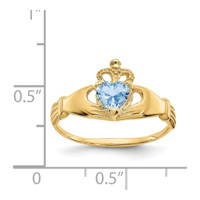 14K Yellow Gold CZ Claddagh Heart Ring – view 3