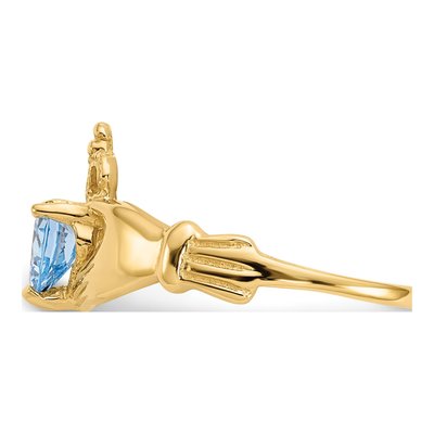 14K Yellow Gold CZ Claddagh Heart Ring – view 4