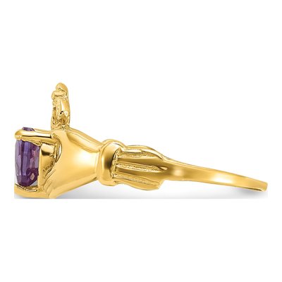 14K Yellow Gold CZ Claddagh Heart Ring – view 4
