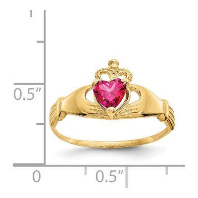 14K Yellow Gold CZ Claddagh Heart Ring – view 3