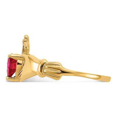 14K Yellow Gold CZ Claddagh Heart Ring – view 4