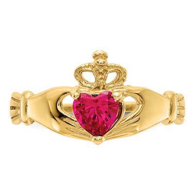 14K Yellow Gold CZ Claddagh Heart Ring – view 5