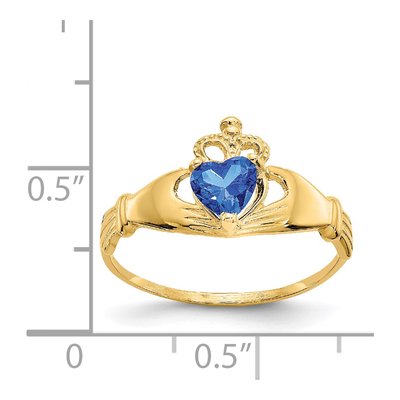 14K Yellow Gold CZ Claddagh Heart Ring – view 3