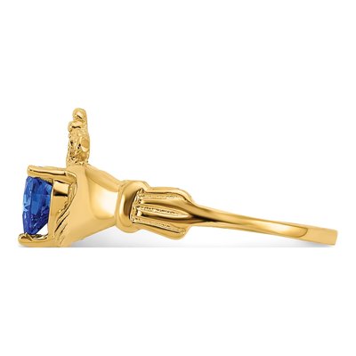 14K Yellow Gold CZ Claddagh Heart Ring – view 4