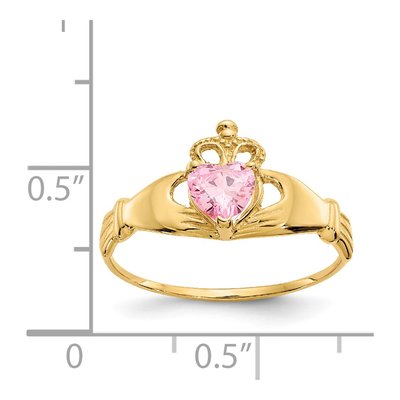 14K Yellow Gold CZ Claddagh Heart Ring – view 3