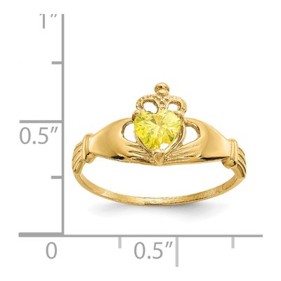 14K Yellow Gold CZ Claddagh Heart Ring – view 3