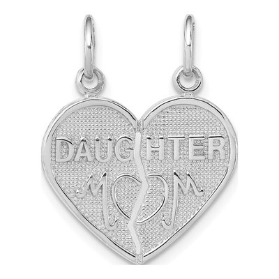 14K White Gold Daughter-Mom Break-Apart Heart Charm