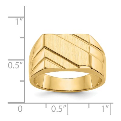 Men's 14K Yellow Gold Diagonal Signet Ring – view 5