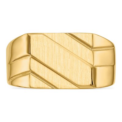 Men's 14K Yellow Gold Diagonal Signet Ring – view 6