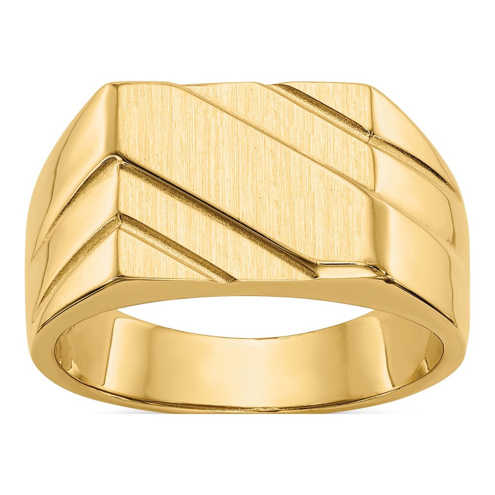 Men's 14K Yellow Gold Diagonal Signet Ring