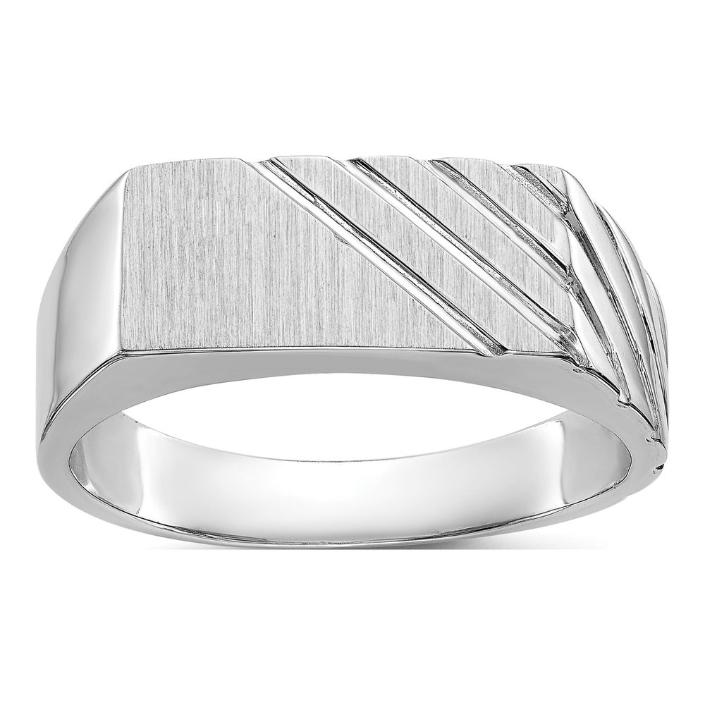 14K White Gold Men's Signet Ring, Engravable